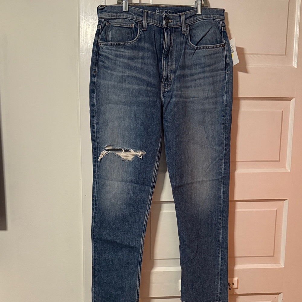 Etica straight Fit Distressed Jeans - Dark Blue